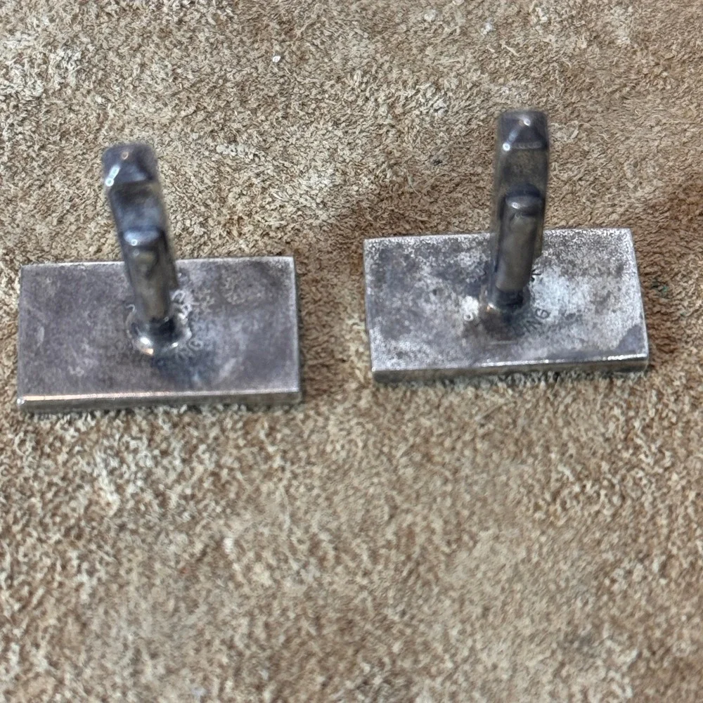 Swank Cufflinks Mens Sterling Silver Mid Century Modern Textured